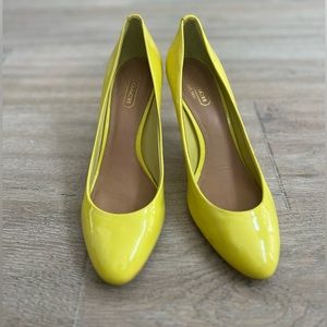 Coach Brand Neon Yellow Heels